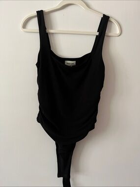 Open Edit Black Scoop Neck Bodysuit